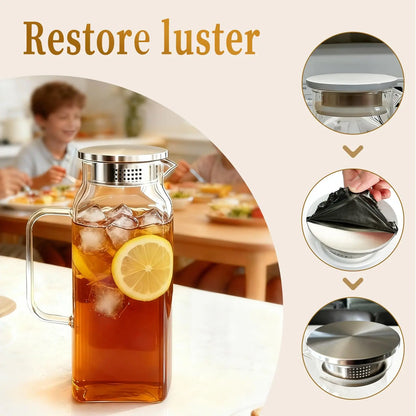 2 Quart Square Borosilicate Glass Pitcher with Lid and Spout, Ideal for Iced Tea, Coffee, Juice, and Milk, Features Handle for Easy Pouring, Suitable for Hot and Cold Beverages