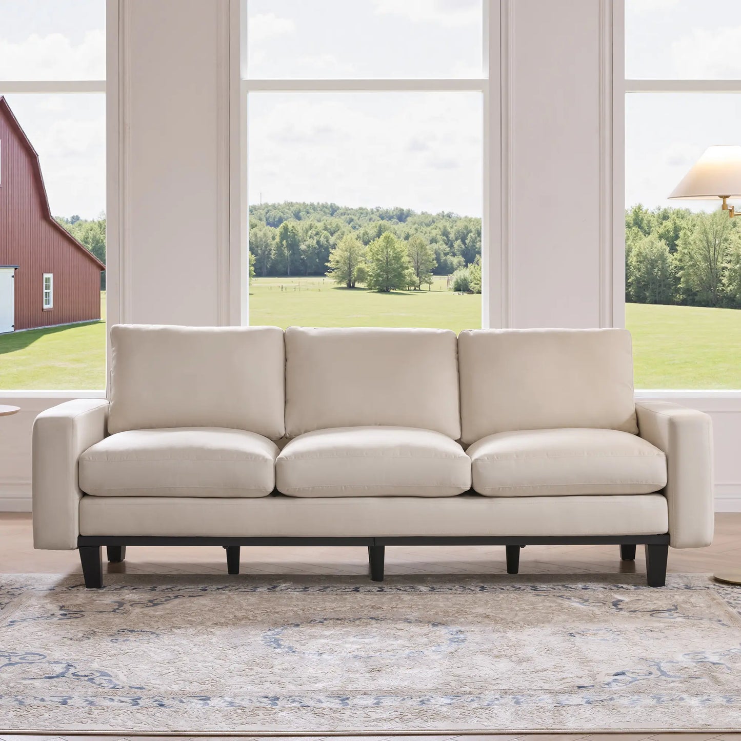 AMERLIFE Modern 3 Seater Sofa with Deep Seat, Fabric Couch for Living Room, Full Metal Support, Pet-Friendly Comfy Sofa, Standard Couch for Bedroom & Apartment
