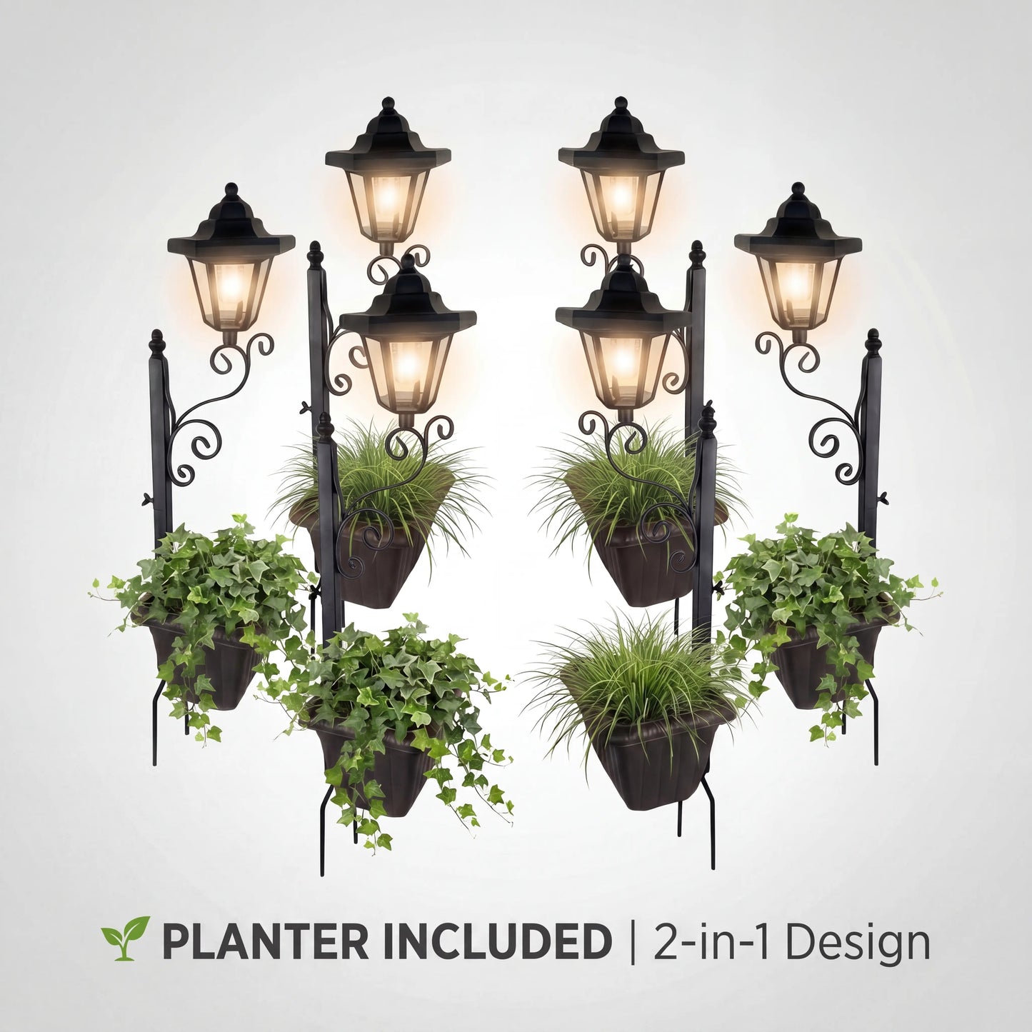 2 in 1 Solar Post Light with Planter ,Waterproof Decorative Lamp, Patio, Front/Back Door,Porch Roadside Decoration Outdoor Pathway, Yard Lawn Driveway Sidewalk Walkway Garden Decor Solarlight Gift