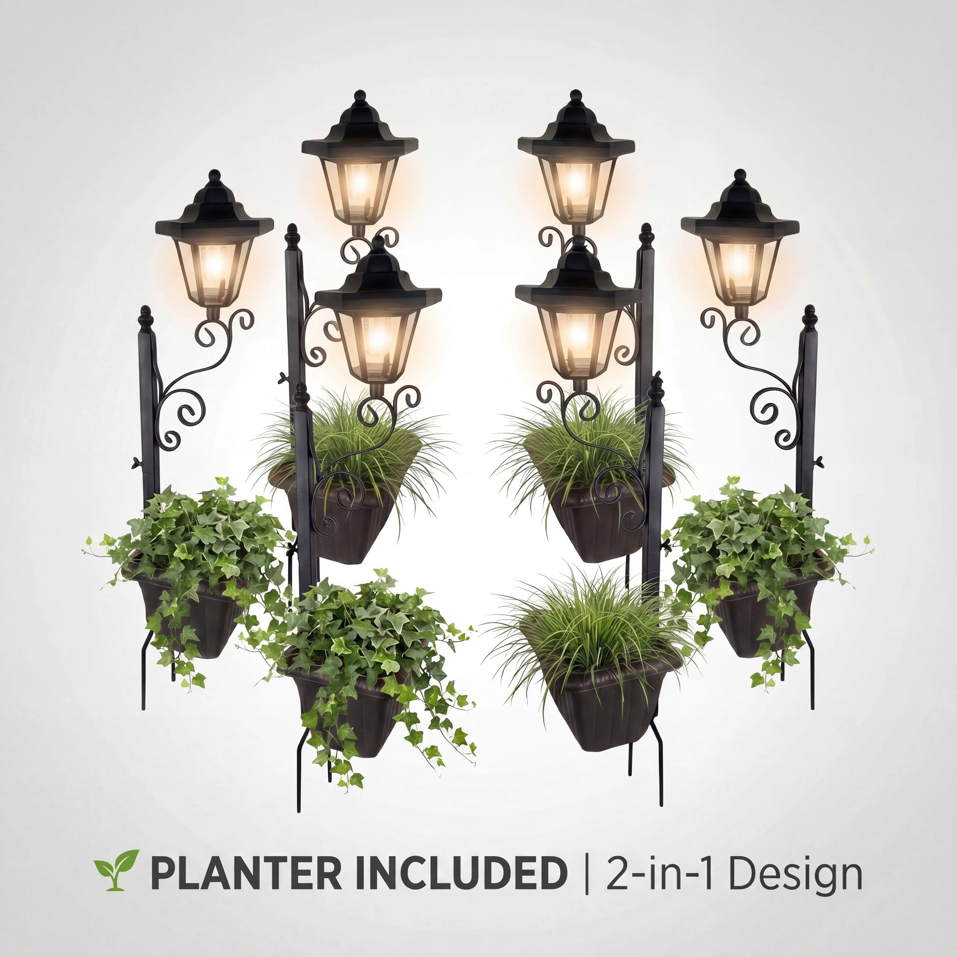 2 in 1 Solar Post Light with Planter ,Waterproof Decorative Lamp, Patio, Front/Back Door,Porch Roadside Decoration Outdoor Pathway, Yard Lawn Driveway Sidewalk Walkway Garden Decor Solarlight Gift