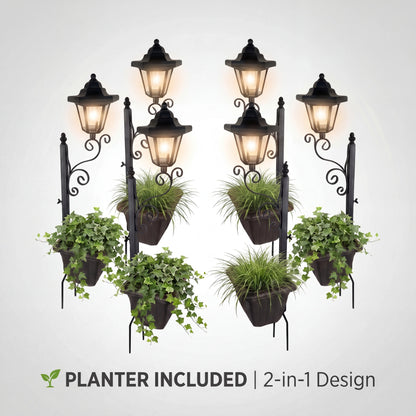 2 in 1 Solar Post Light with Planter ,Waterproof Decorative Lamp, Patio, Front/Back Door,Porch Roadside Decoration Outdoor Pathway, Yard Lawn Driveway Sidewalk Walkway Garden Decor Solarlight Gift