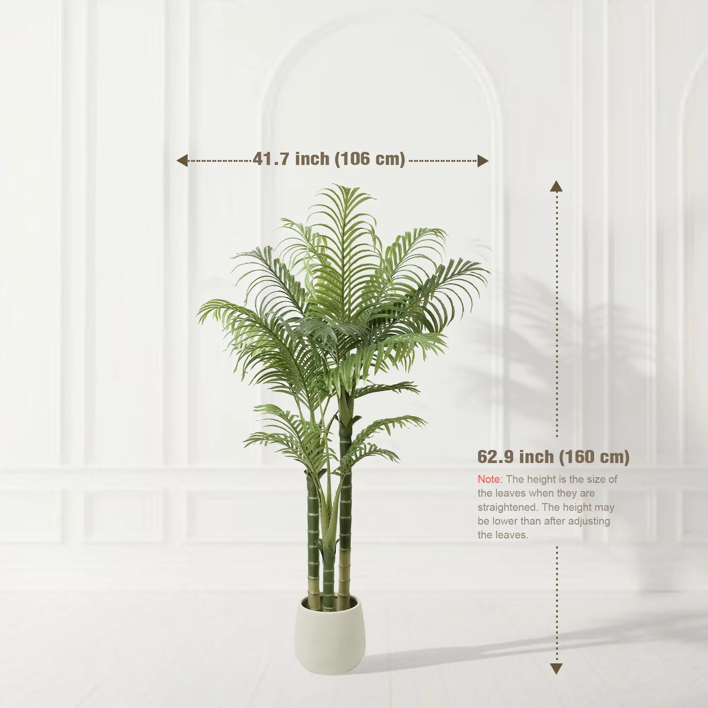4/5/6FT Faux Areca Palm Tree with Modern White Pot - 3 Trunk Artificial Plant Premium Artificial Tropical Plant for Home Office