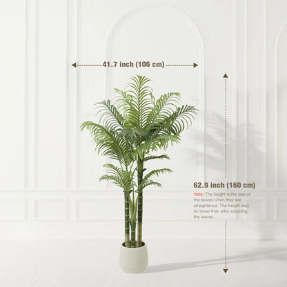4/5/6FT Faux Areca Palm Tree with Modern White Pot - 3 Trunk Artificial Plant Premium Artificial Tropical Plant for Home Office
