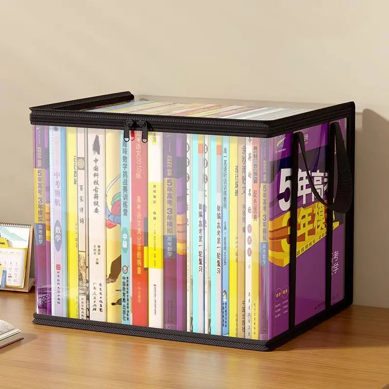 Transparent Plastic Storage Box Set (1 Piece), Large Capacity Book and Clothing Organizer, Space Saving Home and Office Design
