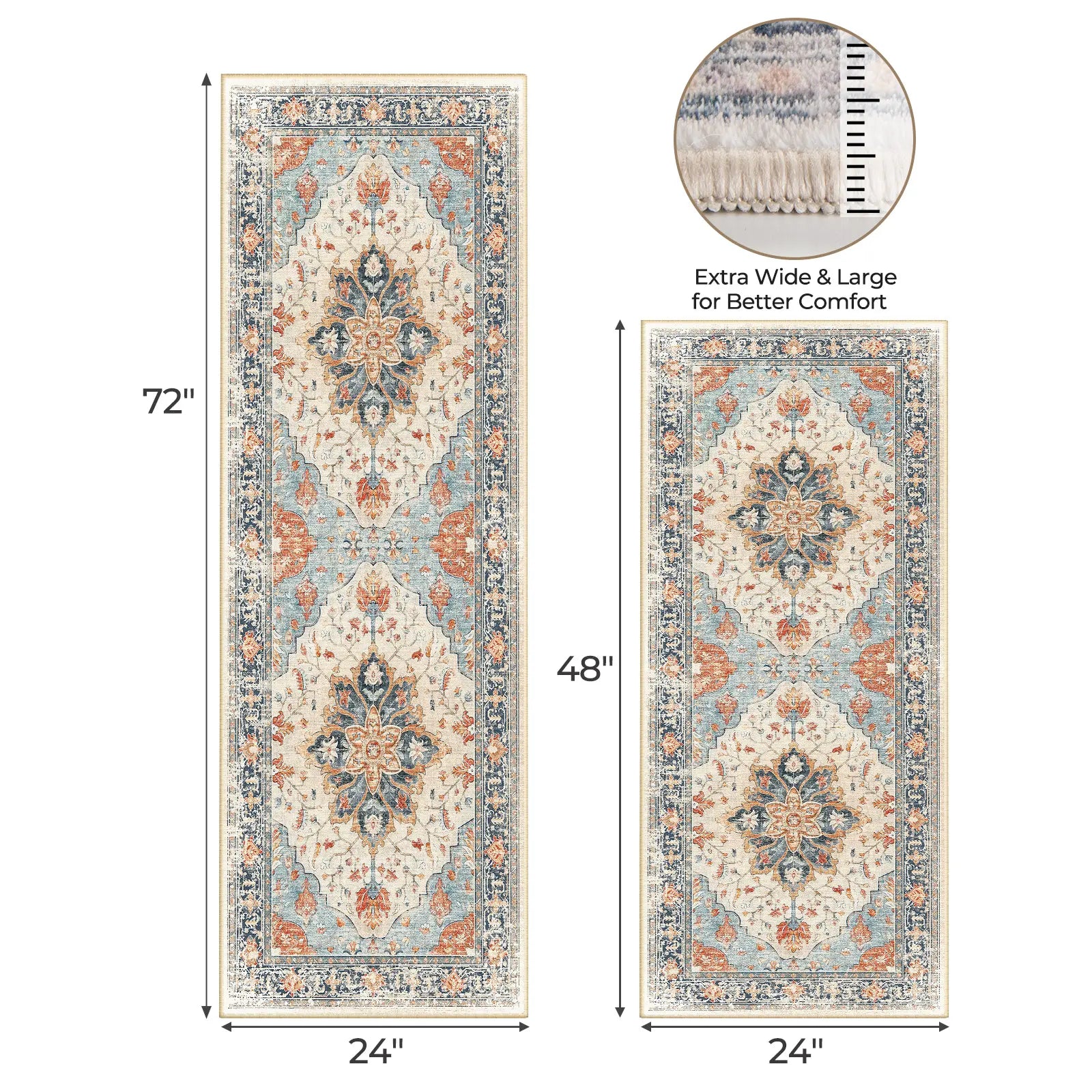 Summervibes BESTSWEETIE 2Pcs Kitchen Runner Rug Large Boho Area Rug Set Geometric Farmhouse Mat Non Slip Washable Mat for Kitchen Living Room Entryway Laundry Room