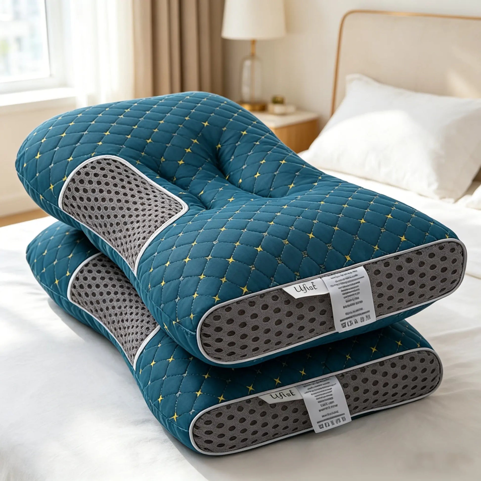 【Summer Deals】Ufist Cervical Pillow 2-Pack, Orthopedic Pillow for Side, Back, and Stomach Sleepers, Polyester Fiber Neck Support Pillow, Ergonomic Contour Sleeping Pillow Outdoorfun