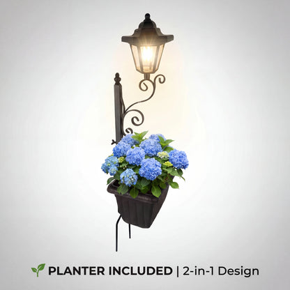 2 in 1 Solar Post Light with Planter ,Waterproof Decorative Lamp, Patio, Front/Back Door,Porch Roadside Decoration Outdoor Pathway, Yard Lawn Driveway Sidewalk Walkway Garden Decor Solarlight Gift