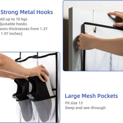 Over the Door Shoe Rack With12/14/24/28/35/40 Large Mesh Pockets Hanging Shoe Organizer for Closet Hanging Shoe Rack Holder Shoe Storage Bag