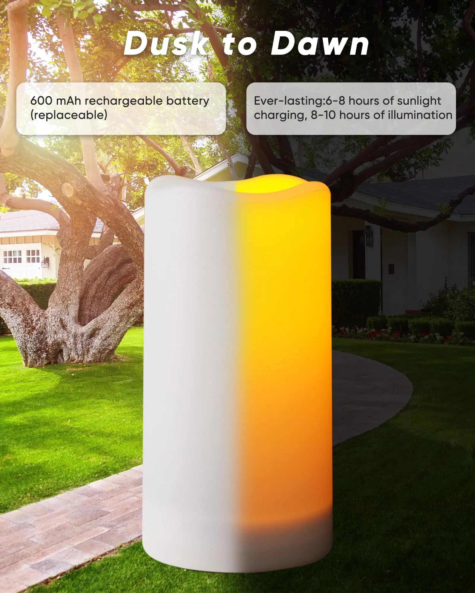 【 Set of 3】Solar Powered Candles Outdoor Waterproof, Flickering Glow, Rechargeable Candles, Solar Powered Candles F0Or Outside, Lanterns, Sensor Only, Dusk to Dawn#Summervibes