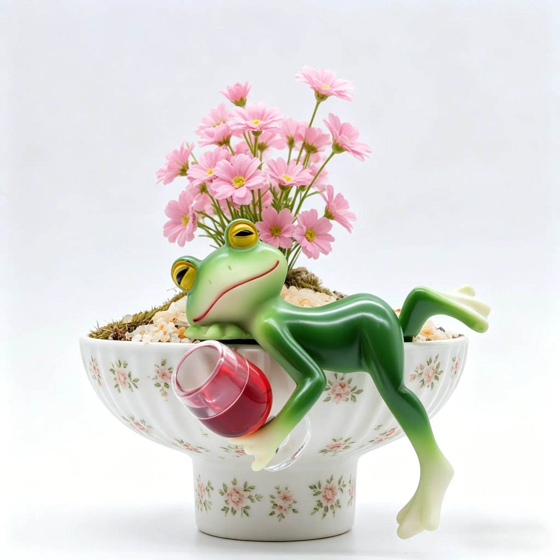 Funny Frog Garden Decor Adorable Lawn Ornament for Yard & Garden Perfect Outdoor Gift for Women Who Love Plants Durable Weather Resistant Flower Pot Figurine,Summervibes
