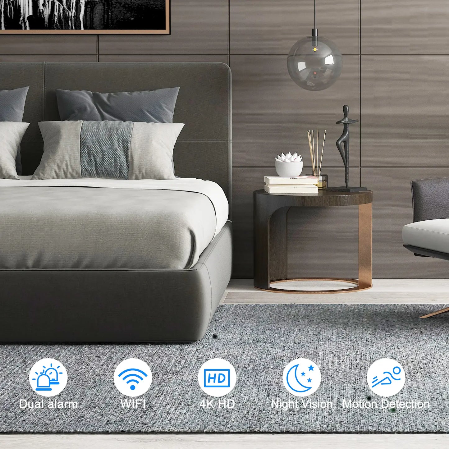 4K Wireless Indoor Security Camera Clock with Night Vision and Motion Detection