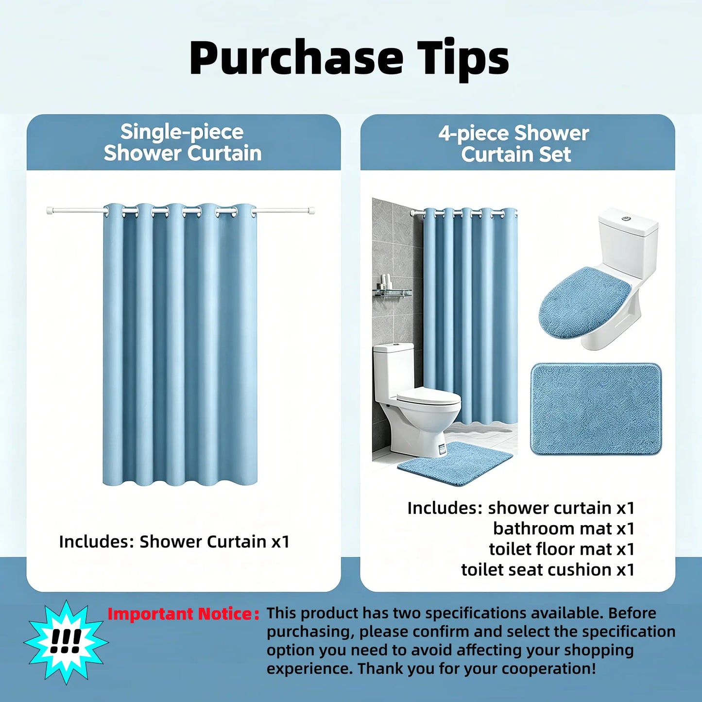 1/4Pcs Shower Curtain Set, Modern Decorative Bathroom Decor, No-Drill Hooks Included, Multifunctional Bath Divider, Gift for Friends & Family, Mother'S Day Gifts