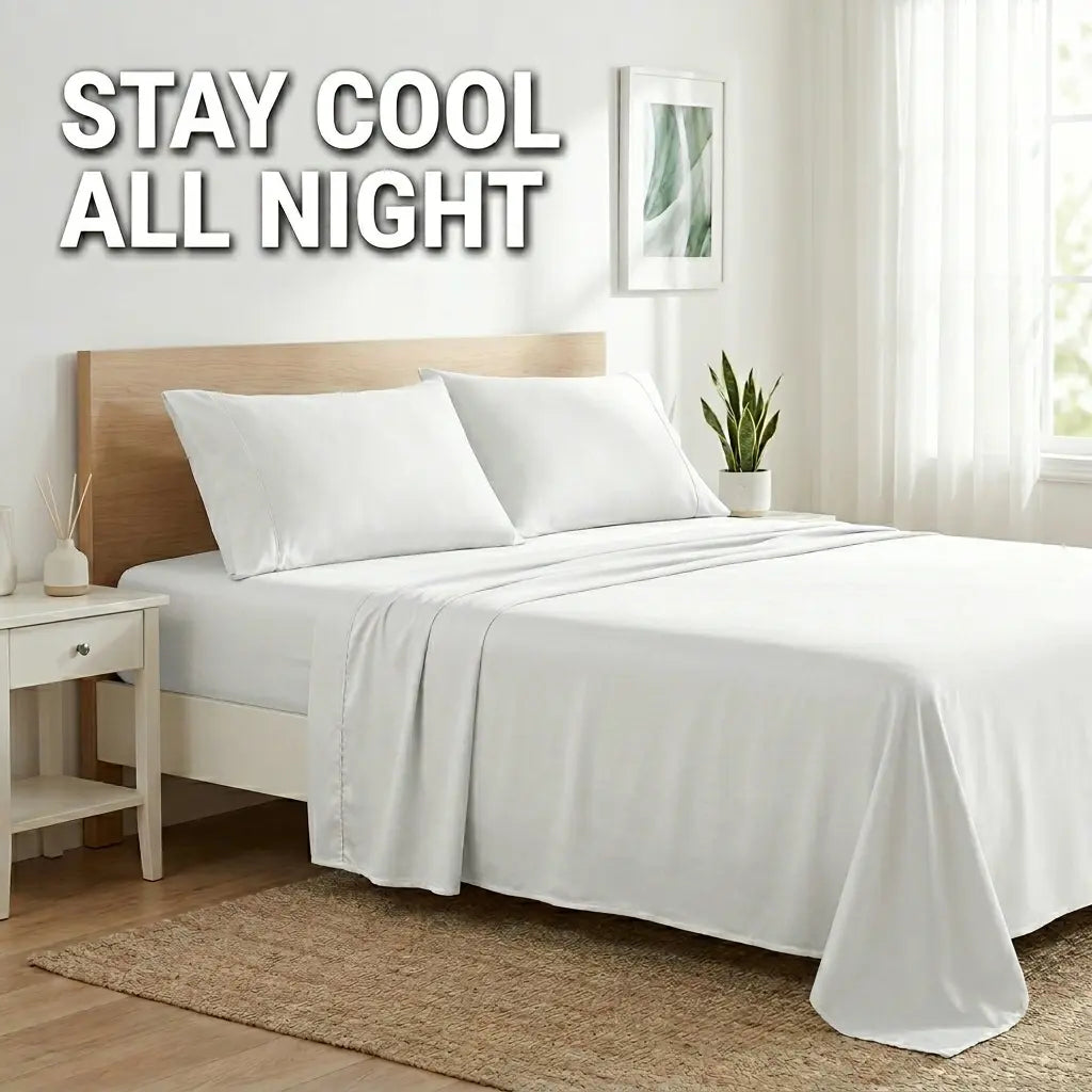 Emircey 3-Piece Bamboo Sheet Set (1 Fitted Sheet + 2 Pillowcases) – Luxurious, Breathable, Cooling Bedding for Home and Dorm Use, Perfect Gift for Any Occasion