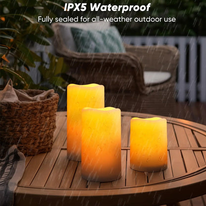 【 Set of 3】Solar Powered Candles Outdoor Waterproof, Flickering Glow, Rechargeable Candles, Solar Powered Candles F0Or Outside, Lanterns, Sensor Only, Dusk to Dawn#Summervibes