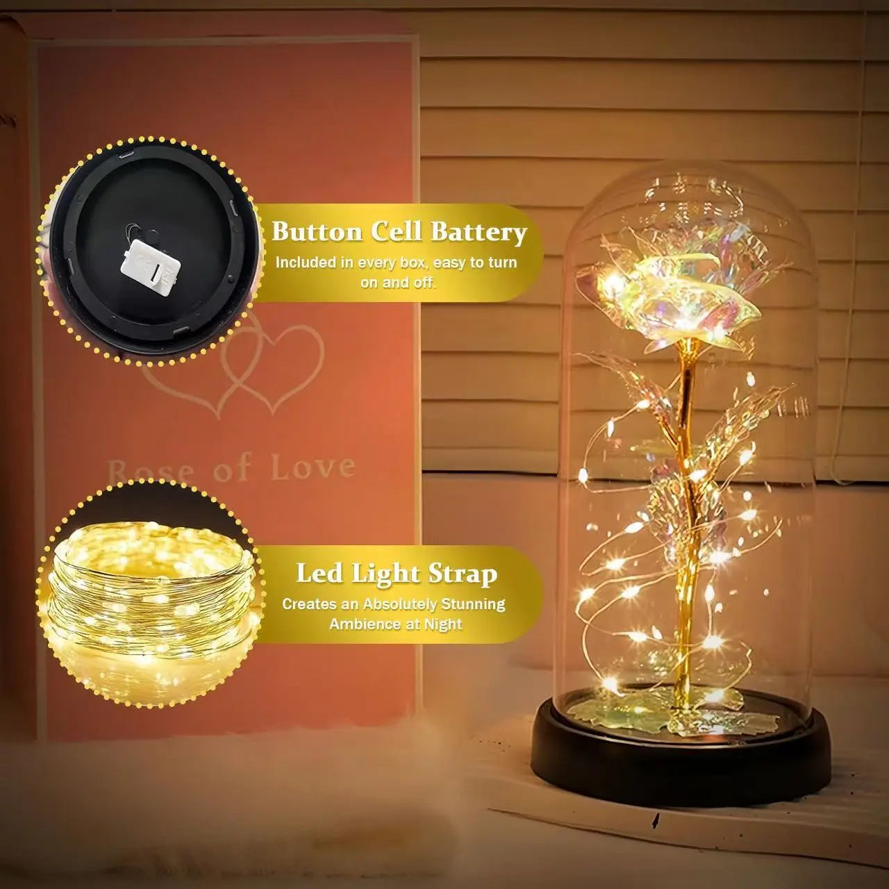 Elegant LED Everlasting Rose in Glass Dome - Timeless Gift for Mother's Day, Valentine's Day, Birthdays, and Anniversaries