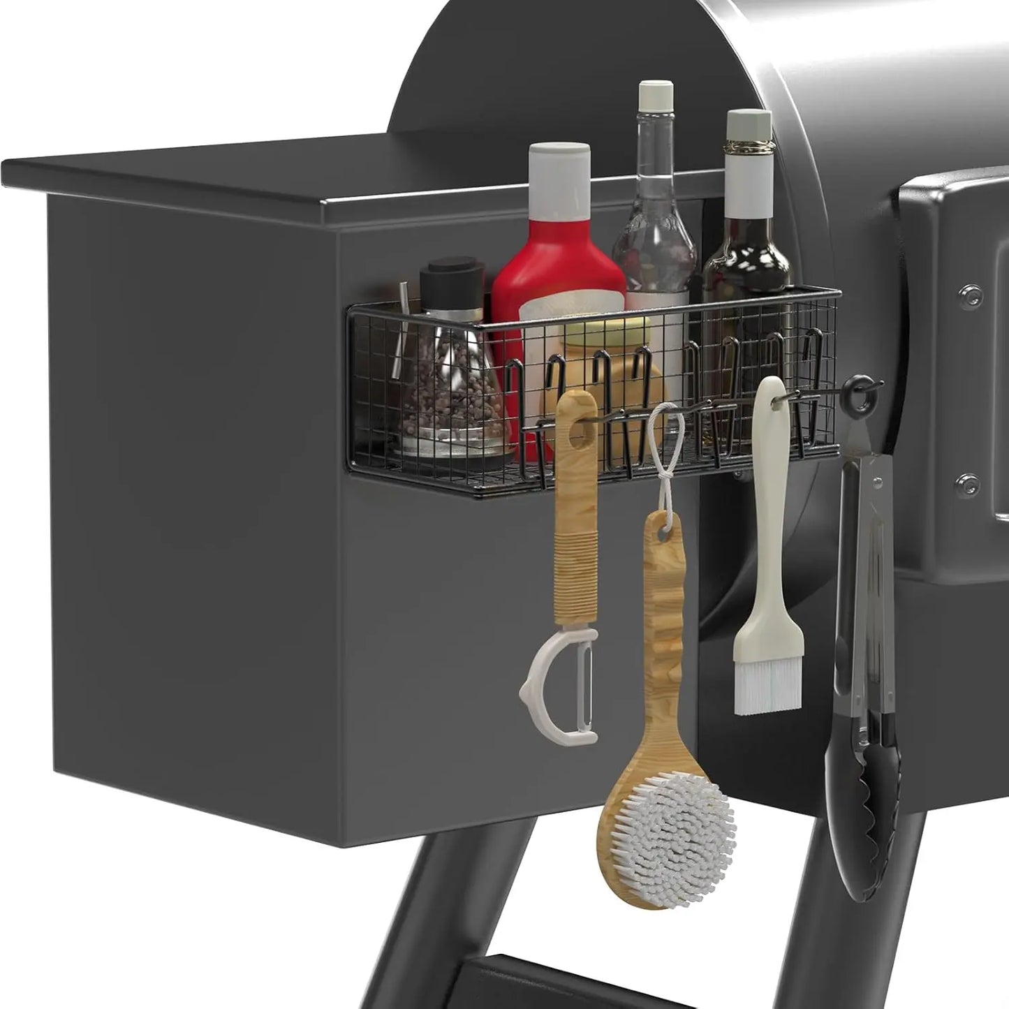 Magnetic Storage Bins & Paper Towel Holder for Traeger Smoker Grills Ironwood 885 Pro Series 34 22 D2 575 780 650 Z-Grills Pit Boss Utensils