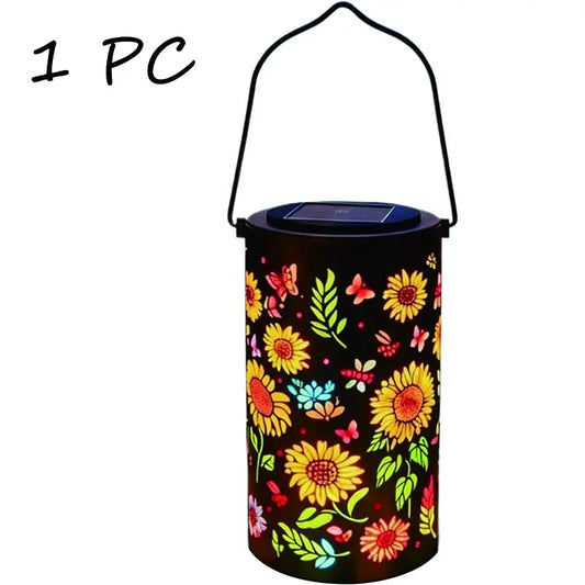 ECOS INNOVATION Colorful Sunflower Glow Solar Garden Lantern, Sunflower Solar Lights Outdoor - Waterproof Decorative Hanging, Decorative Patio & Garden Lantern with Warm Colorful Glow (1 Set)