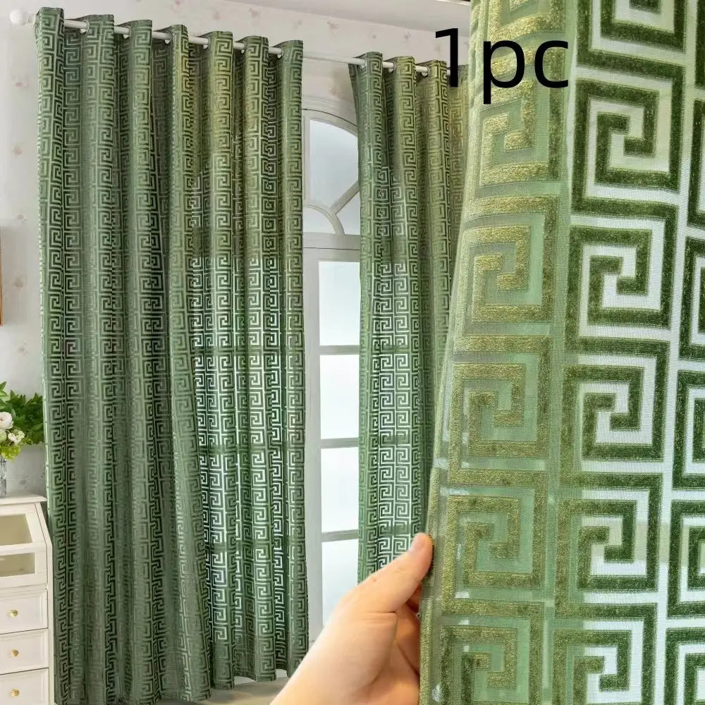 Luxury Embroidered Hollow Out Window Curtain, Top Ring Hanging Drapes for Bedroom and Living Room Partition Home Decor in Minimalist Style