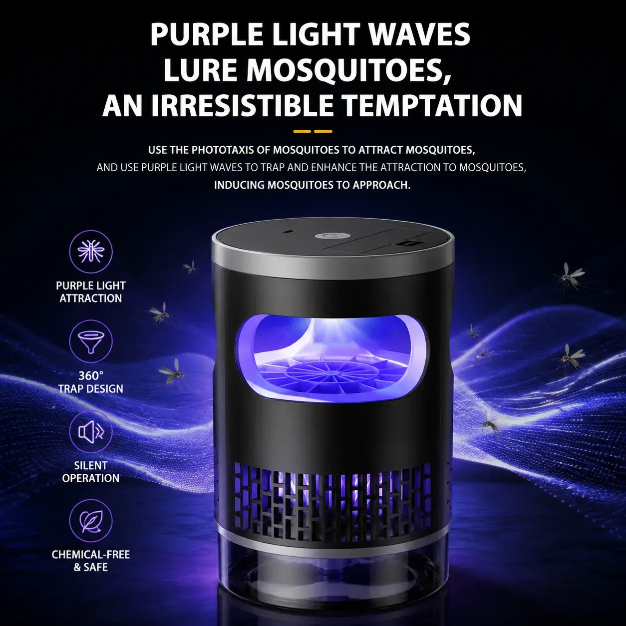 Indoor Insect Trap - Advanced Suction and UV Light Technology for Mosquitoes, Fruit Flies, Gnats, and Moths - Silent Non-Zapper Solution for Home Use