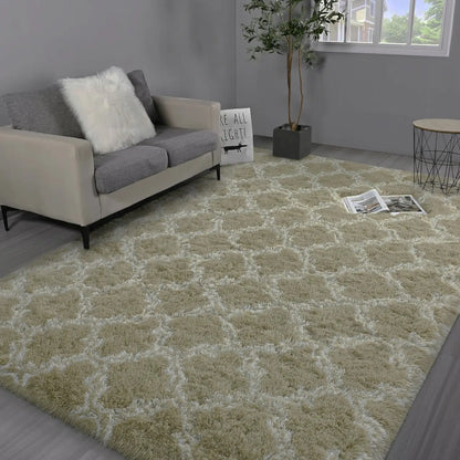 Modern Long Shag Rug, Fluffy Area Rug, Polyester Fiber Rectangular Carpet for Living Room & Bedroom, Home Use, Multiple Sizes Available #GLOBAL PICKS