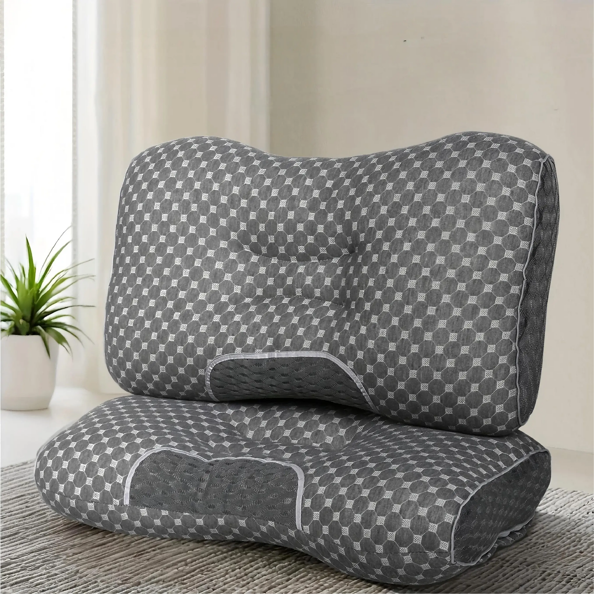 【Summer Deals】Ufist Cervical Pillow 2-Pack, Orthopedic Pillow for Side, Back, and Stomach Sleepers, Polyester Fiber Neck Support Pillow, Ergonomic Contour Sleeping Pillow Outdoorfun