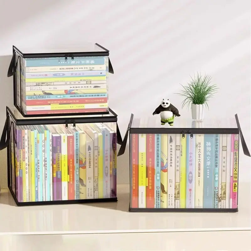 Transparent Plastic Storage Box Set (1 Piece), Large Capacity Book and Clothing Organizer, Space Saving Home and Office Design