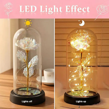 Elegant LED Everlasting Rose in Glass Dome - Timeless Gift for Mother's Day, Valentine's Day, Birthdays, and Anniversaries