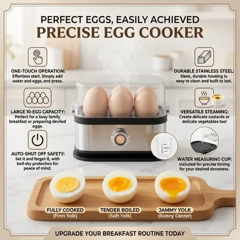 6-Egg Capacity Electric Egg Boiler, Auto Shut-Off Safety, Hard-Boiled Poached Scrambled Eggs, Quick Meal Prep, Multifunction Dumpling Steamer Lid. Summervibes.