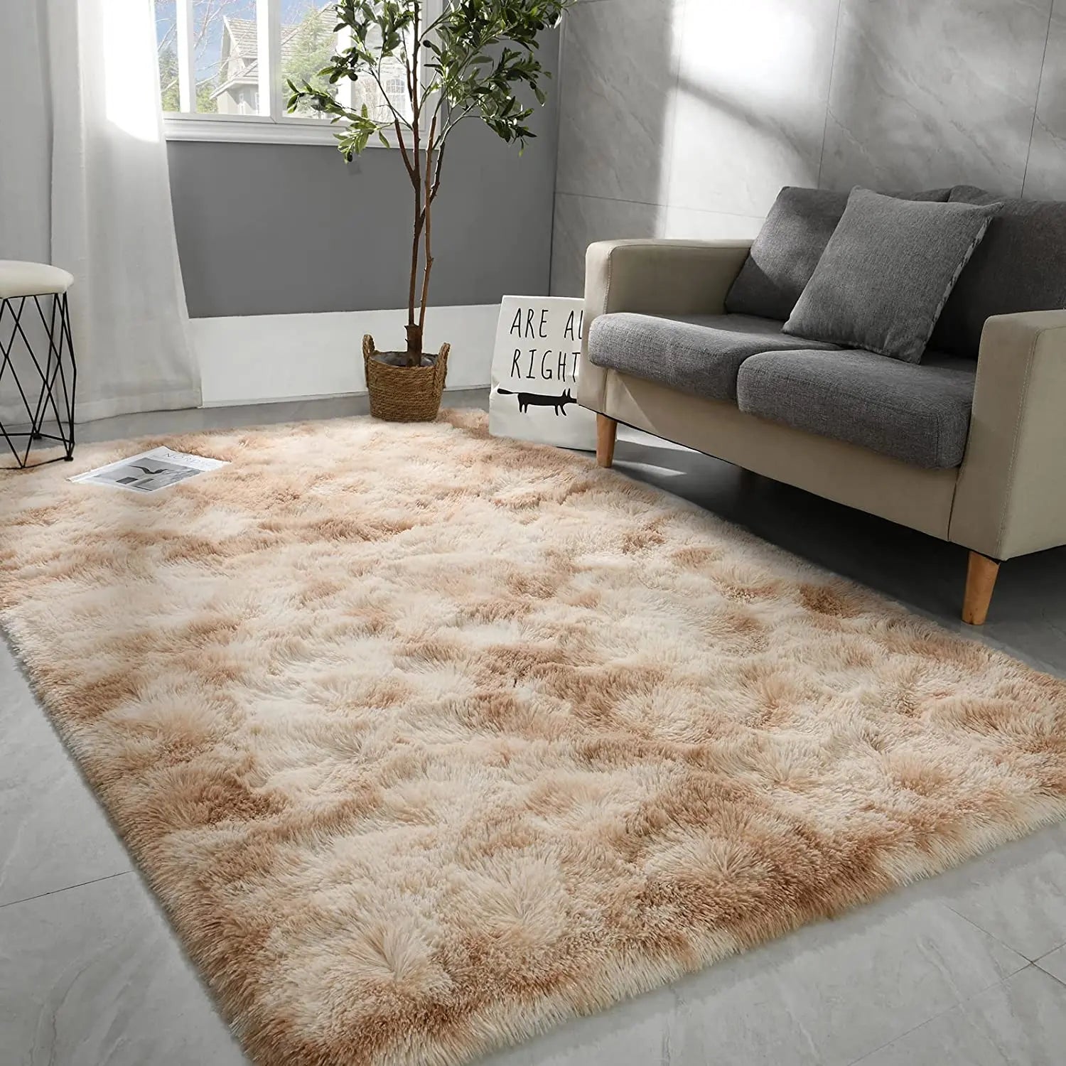 Modern Long Shag Rug, Fluffy Area Rug, Polyester Fiber Rectangular Carpet for Living Room & Bedroom, Home Use, Multiple Sizes Available #GLOBAL PICKS