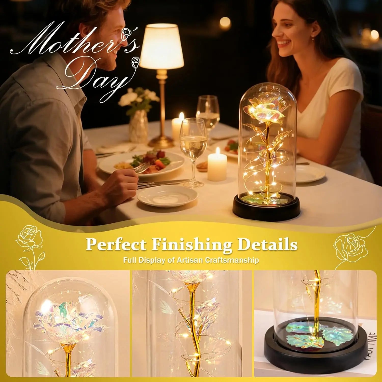 Elegant LED Everlasting Rose in Glass Dome - Timeless Gift for Mother's Day, Valentine's Day, Birthdays, and Anniversaries