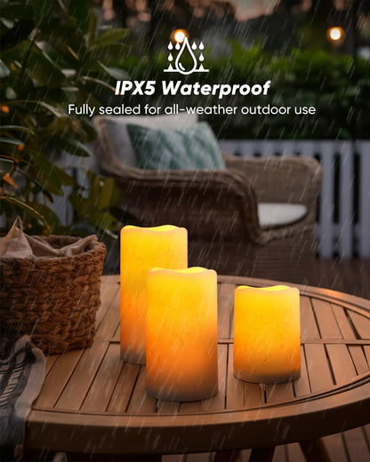 【 Set of 3】Solar Powered Candles Outdoor Waterproof, Flickering Glow, Rechargeable Candles, Solar Powered Candles F0Or Outside, Lanterns, Sensor Only, Dusk to Dawn#Summervibes