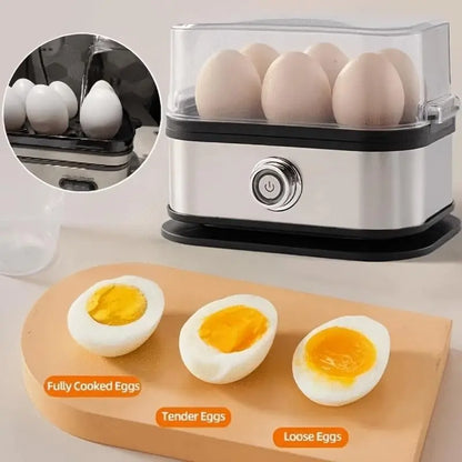 6-Egg Capacity Electric Egg Boiler, Auto Shut-Off Safety, Hard-Boiled Poached Scrambled Eggs, Quick Meal Prep, Multifunction Dumpling Steamer Lid. Summervibes.