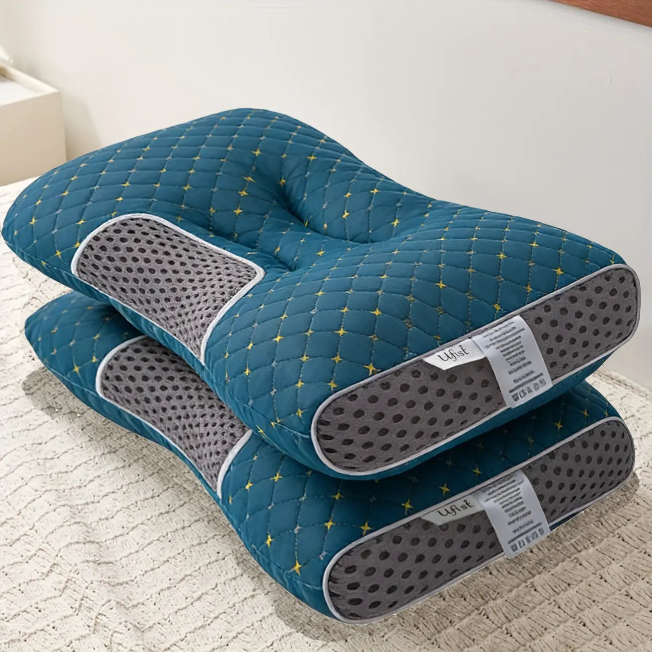 【Summer Deals】Ufist Cervical Pillow 2-Pack, Orthopedic Pillow for Side, Back, and Stomach Sleepers, Polyester Fiber Neck Support Pillow, Ergonomic Contour Sleeping Pillow Outdoorfun