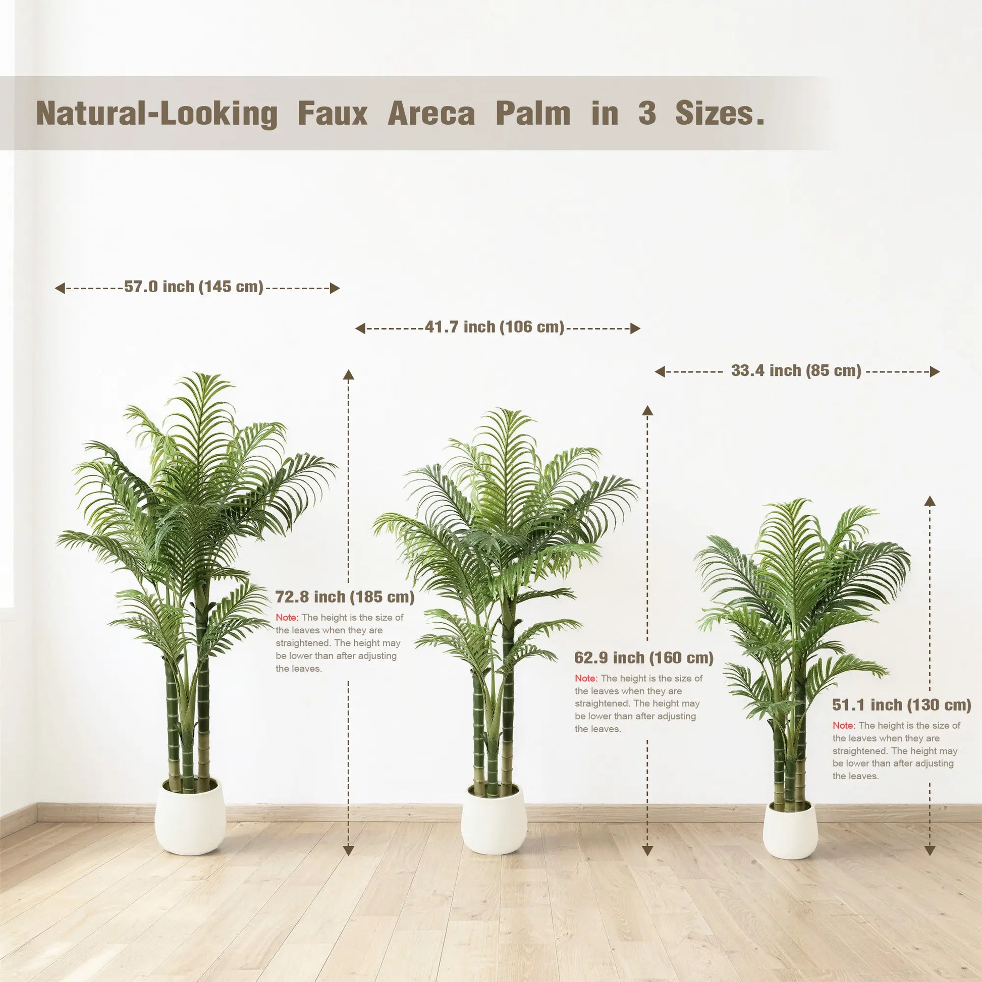 4/5/6FT Faux Areca Palm Tree with Modern White Pot - 3 Trunk Artificial Plant Premium Artificial Tropical Plant for Home Office