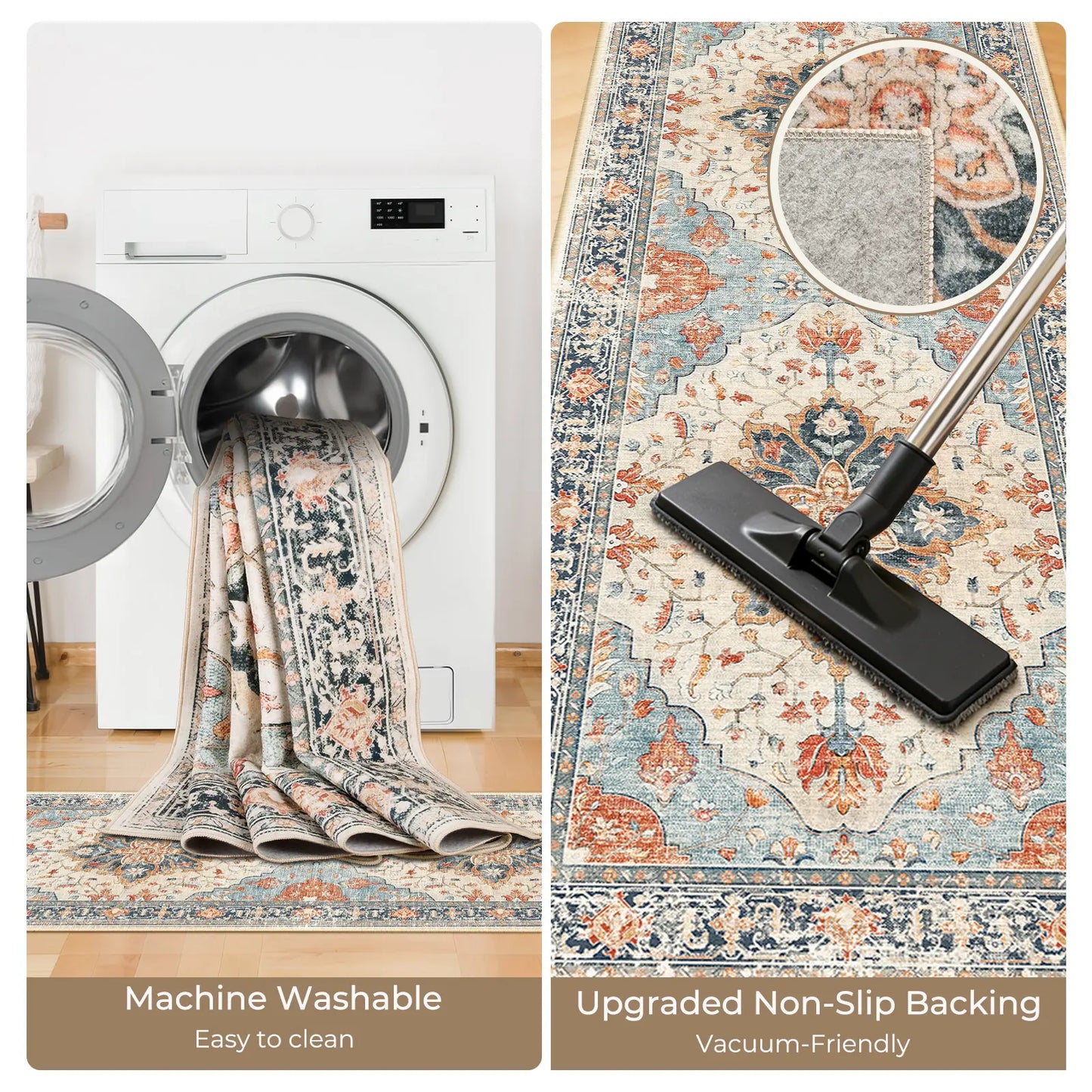 Summervibes BESTSWEETIE 2Pcs Kitchen Runner Rug Large Boho Area Rug Set Geometric Farmhouse Mat Non Slip Washable Mat for Kitchen Living Room Entryway Laundry Room