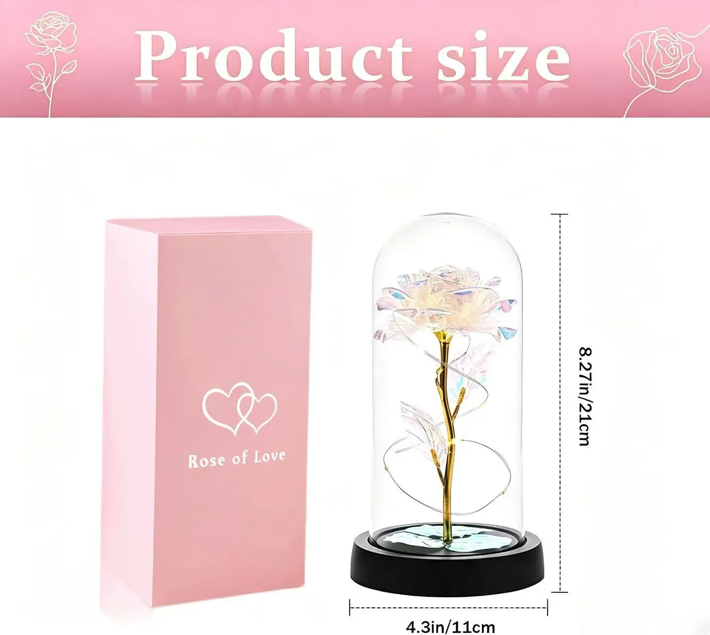 Elegant LED Everlasting Rose in Glass Dome - Timeless Gift for Mother's Day, Valentine's Day, Birthdays, and Anniversaries
