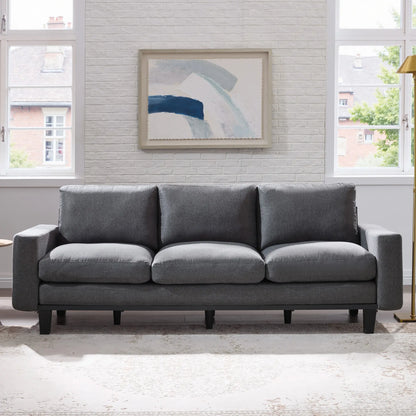 AMERLIFE Modern 3 Seater Sofa with Deep Seat, Fabric Couch for Living Room, Full Metal Support, Pet-Friendly Comfy Sofa, Standard Couch for Bedroom & Apartment