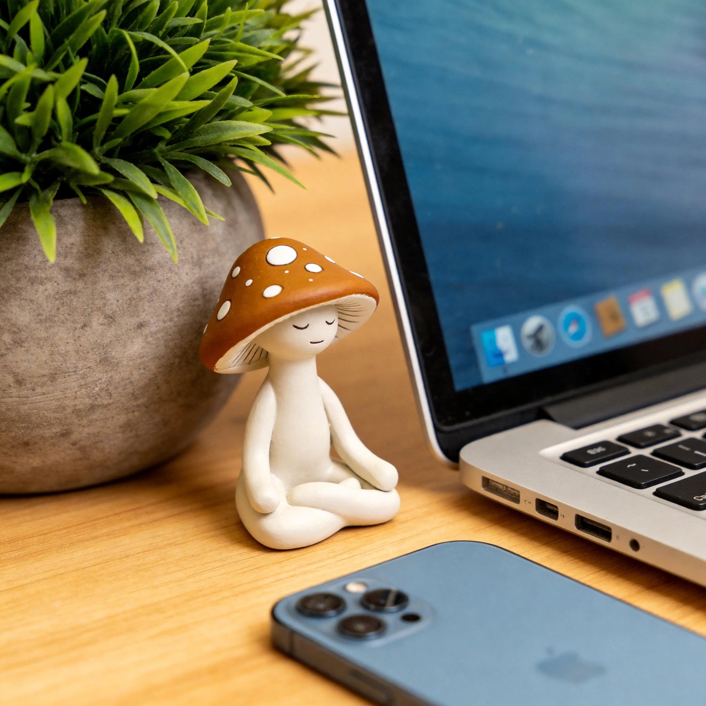 Meditation Mushrooms Decorative Figurine, Statue, Zen Meditation Mushroom Ornament, Relaxation and Peaceful Home Decoration