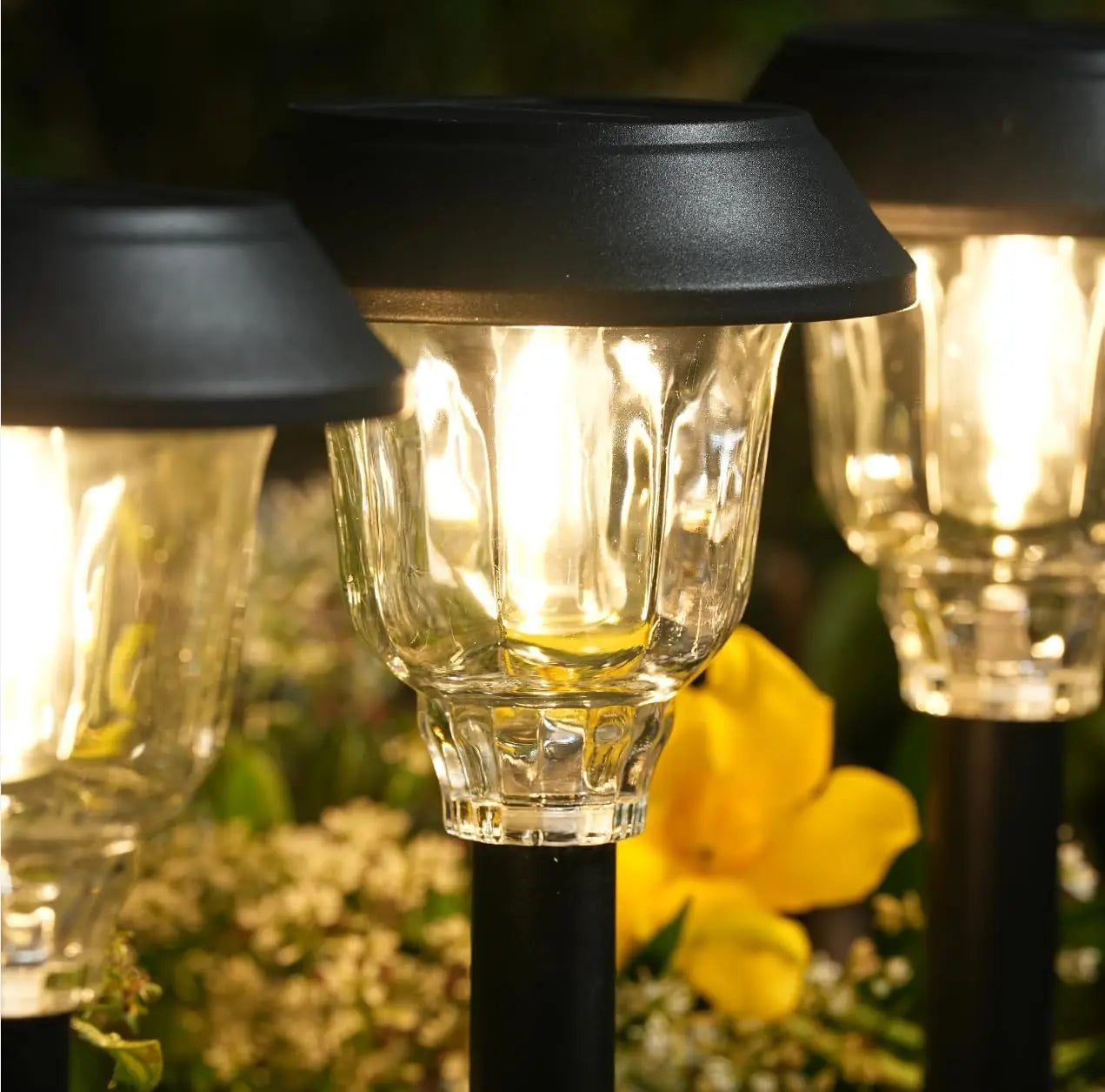 Summervibes，6 Pack Solar Pathway Lights Outdoor, 22 Inch Tall IP65 Waterproof Solar Garden Lights with Edison LED Tungsten Filament Bulb, Dusk to Dawn Auto On/Off Solar Landscape Lights for Yard, Patio, Pathway Decor (Warm White) Outdoorfun