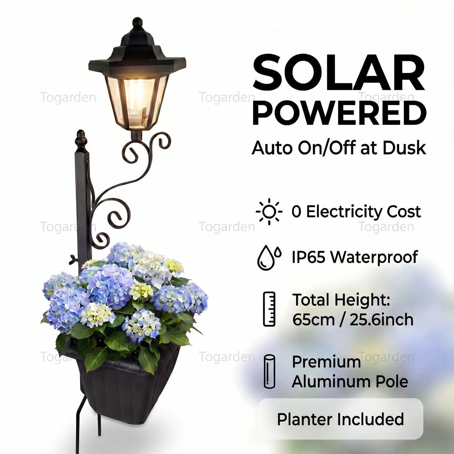 2 in 1 Solar Post Light with Planter ,Waterproof Decorative Lamp, Patio, Front/Back Door,Porch Roadside Decoration Outdoor Pathway, Yard Lawn Driveway Sidewalk Walkway Garden Decor Solarlight Gift