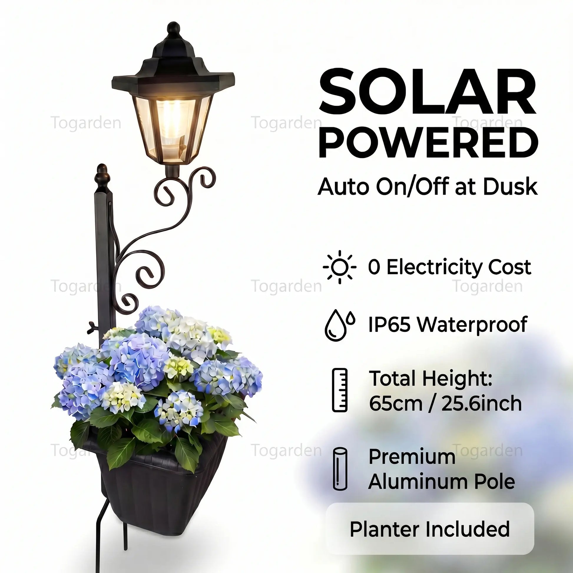 2 in 1 Solar Post Light with Planter ,Waterproof Decorative Lamp, Patio, Front/Back Door,Porch Roadside Decoration Outdoor Pathway, Yard Lawn Driveway Sidewalk Walkway Garden Decor Solarlight Gift