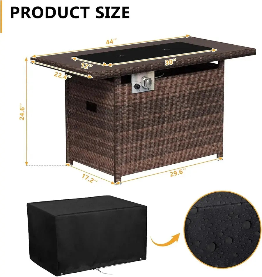 Aoxun 40 Inch Propane Fire Pit–50,000 BTU Gas Fire Pit Table with Removable Lid & Lava Rocks, Rectangle Firepit Table for Outside, Patio, Deck, Backyard, Black