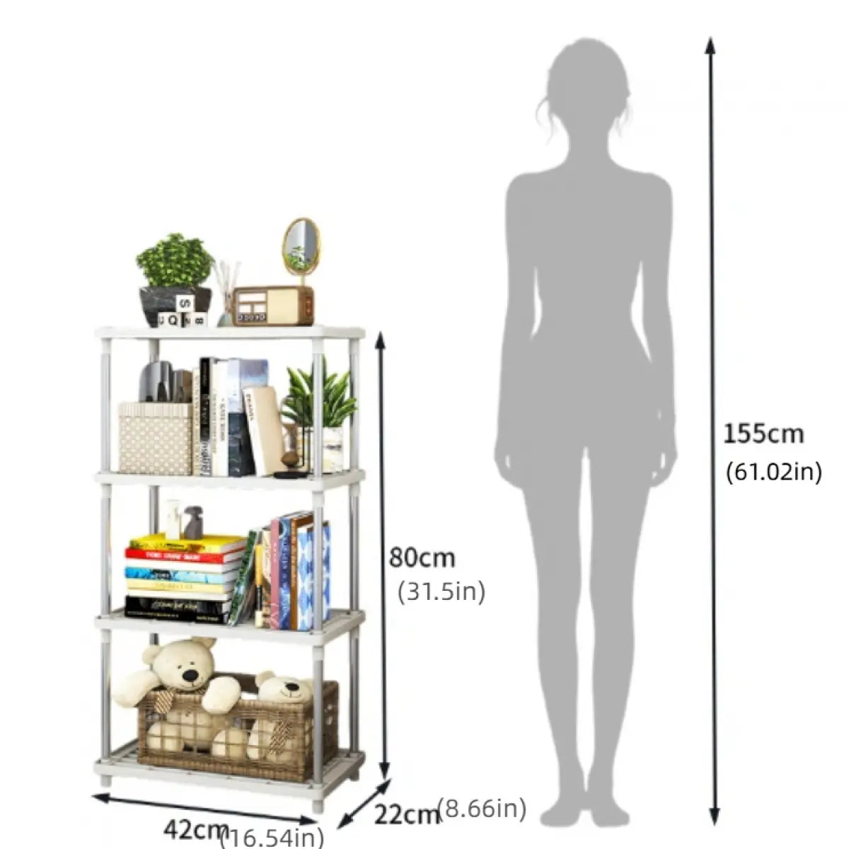 4 Tier Plastic and Metal Freestanding Shelf Bathroom Organizer, Shelving Unit Storage Rack Organizer for Home, Garage, Basement, Shed and Laundry Room