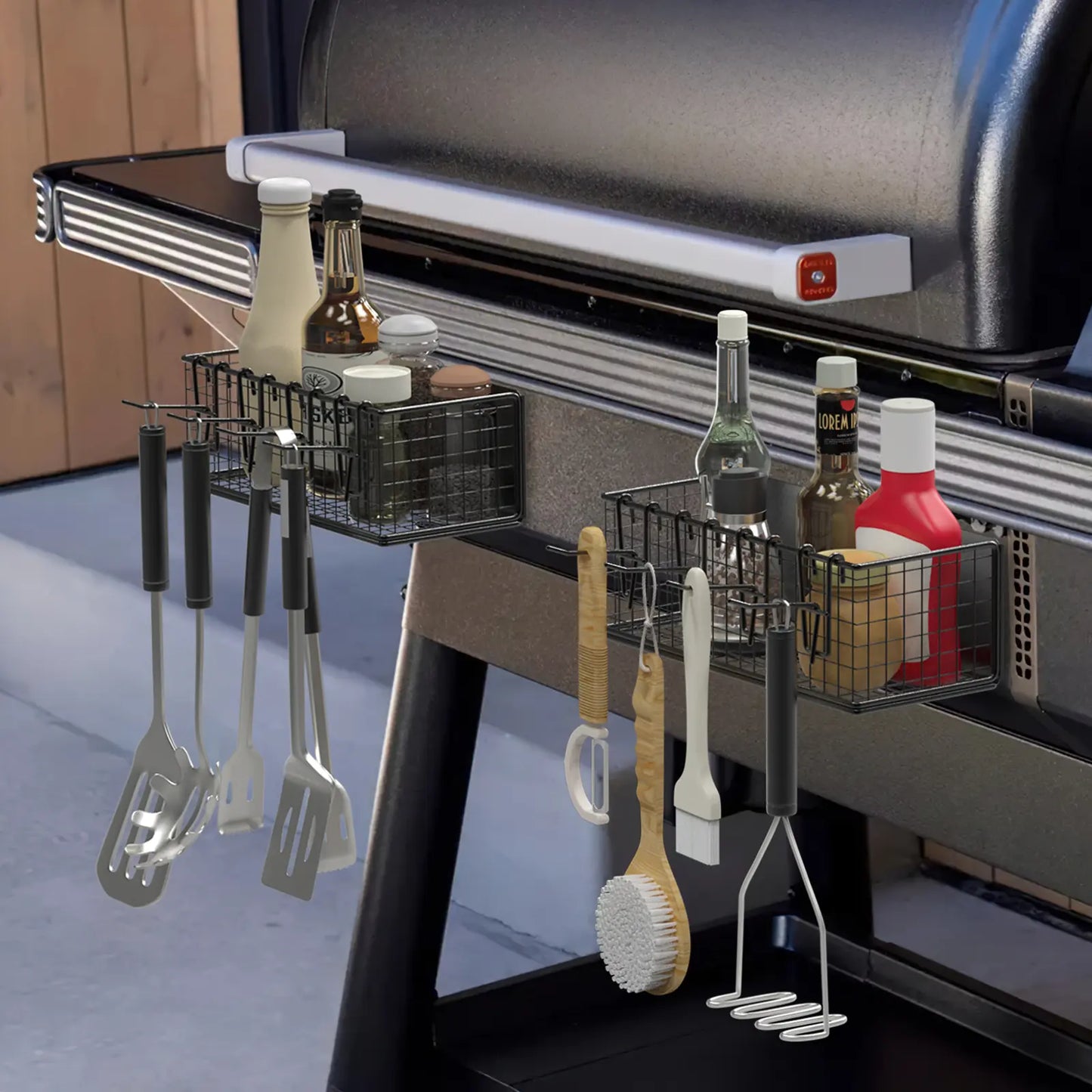 Magnetic Storage Bins & Paper Towel Holder for Traeger Smoker Grills Ironwood 885 Pro Series 34 22 D2 575 780 650 Z-Grills Pit Boss Utensils