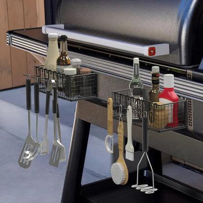 Magnetic Storage Bins & Paper Towel Holder for Traeger Smoker Grills Ironwood 885 Pro Series 34 22 D2 575 780 650 Z-Grills Pit Boss Utensils