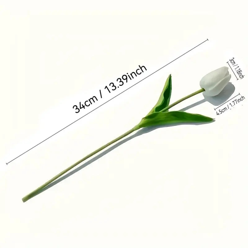 20-Piece Realistic Artificial Tulip Bouquet, Touch-Realistic Plastic Flowers for Home and Room Decor, Ideal for St. Patrick's Day and Easter Celebrations