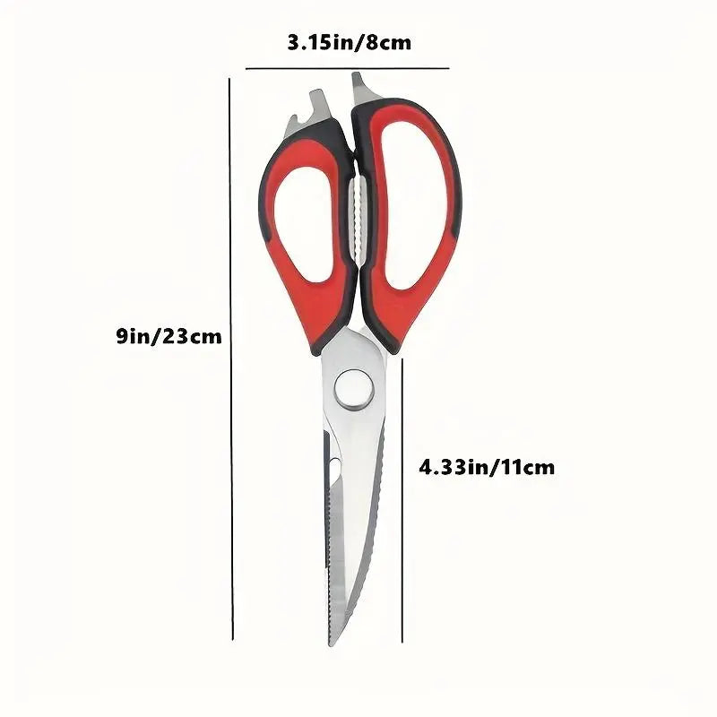 7-In-1 Multifunctional Kitchen Scissors - Detachable Stainless Steel Blade Shears with Magnetic Holder, Ergonomic Handles, Compact Storage, Cutting for Meat & Poultry, Pastel Pink, Light Blue