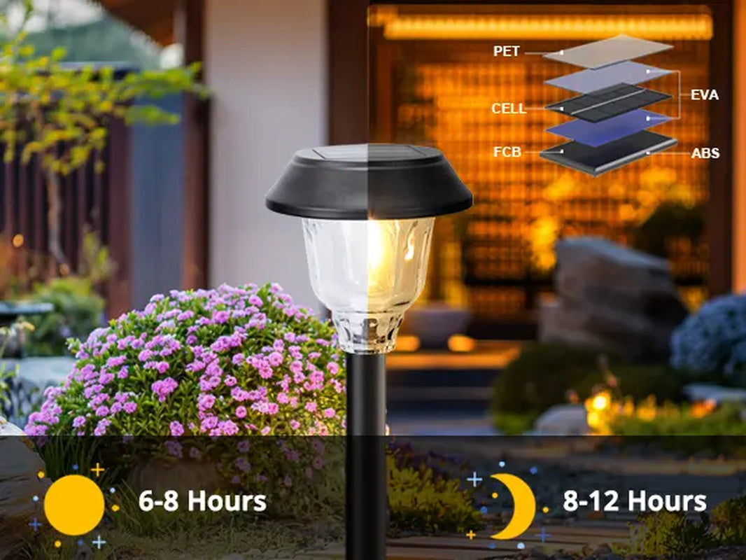 Summervibes，6 Pack Solar Pathway Lights Outdoor, 22 Inch Tall IP65 Waterproof Solar Garden Lights with Edison LED Tungsten Filament Bulb, Dusk to Dawn Auto On/Off Solar Landscape Lights for Yard, Patio, Pathway Decor (Warm White) Outdoorfun