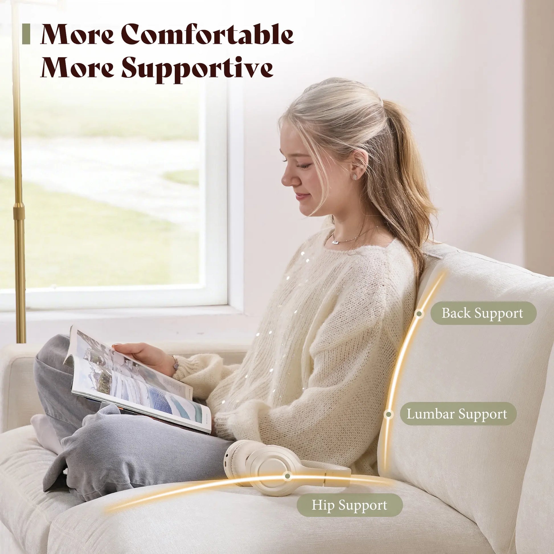 AMERLIFE Modern 3 Seater Sofa with Deep Seat, Fabric Couch for Living Room, Full Metal Support, Pet-Friendly Comfy Sofa, Standard Couch for Bedroom & Apartment