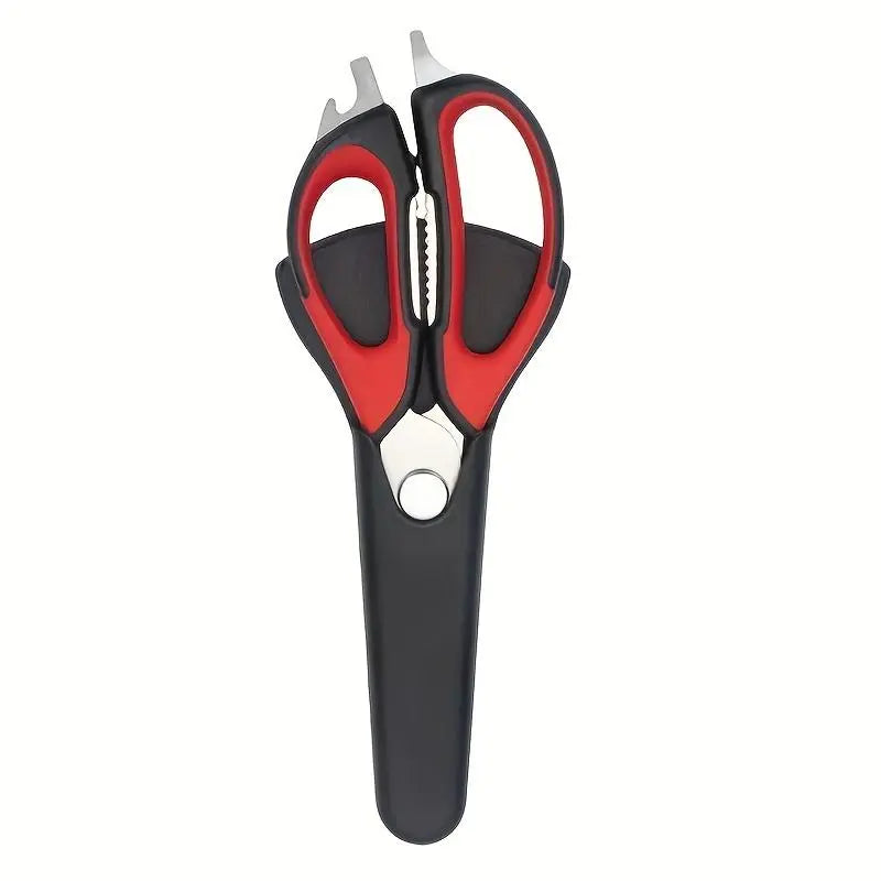 7-In-1 Multifunctional Kitchen Scissors - Detachable Stainless Steel Blade Shears with Magnetic Holder, Ergonomic Handles, Compact Storage, Cutting for Meat & Poultry, Pastel Pink, Light Blue